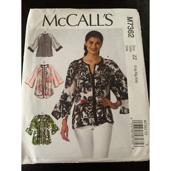 McCall's Misses Shirt Sewing Pattern Sz Lg - XXL M7362 - Uncut - Picture 8 of 9